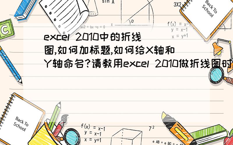 excel 2010中的折线图,如何加标题,如何给X轴和Y轴命名?请教用excel 2010做折线图时,如何加标题?如何给X轴和Y轴命名?