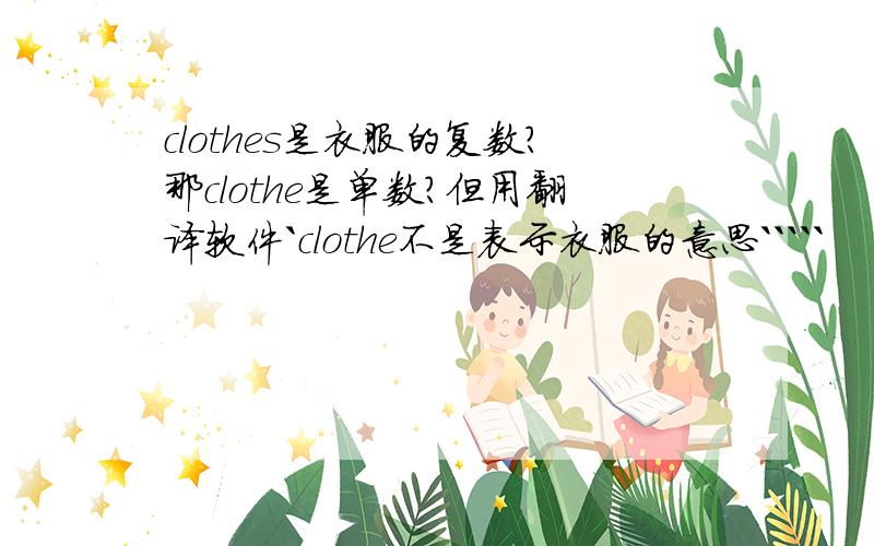 clothes是衣服的复数?那clothe是单数?但用翻译软件`clothe不是表示衣服的意思`````