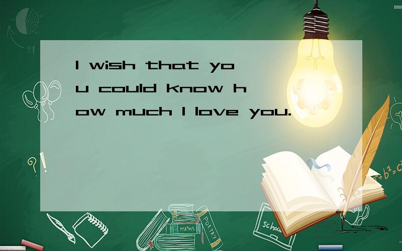 I wish that you could know how much I love you.