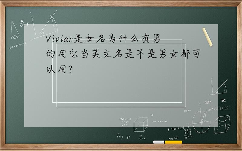 Vivian是女名为什么有男的用它当英文名是不是男女都可以用?