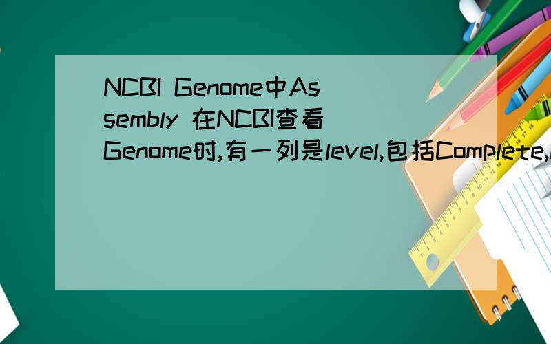 NCBI Genome中Assembly 在NCBI查看Genome时,有一列是level,包括Complete,Chromosome,Scaffold,Contig这四种,都有什么区别?